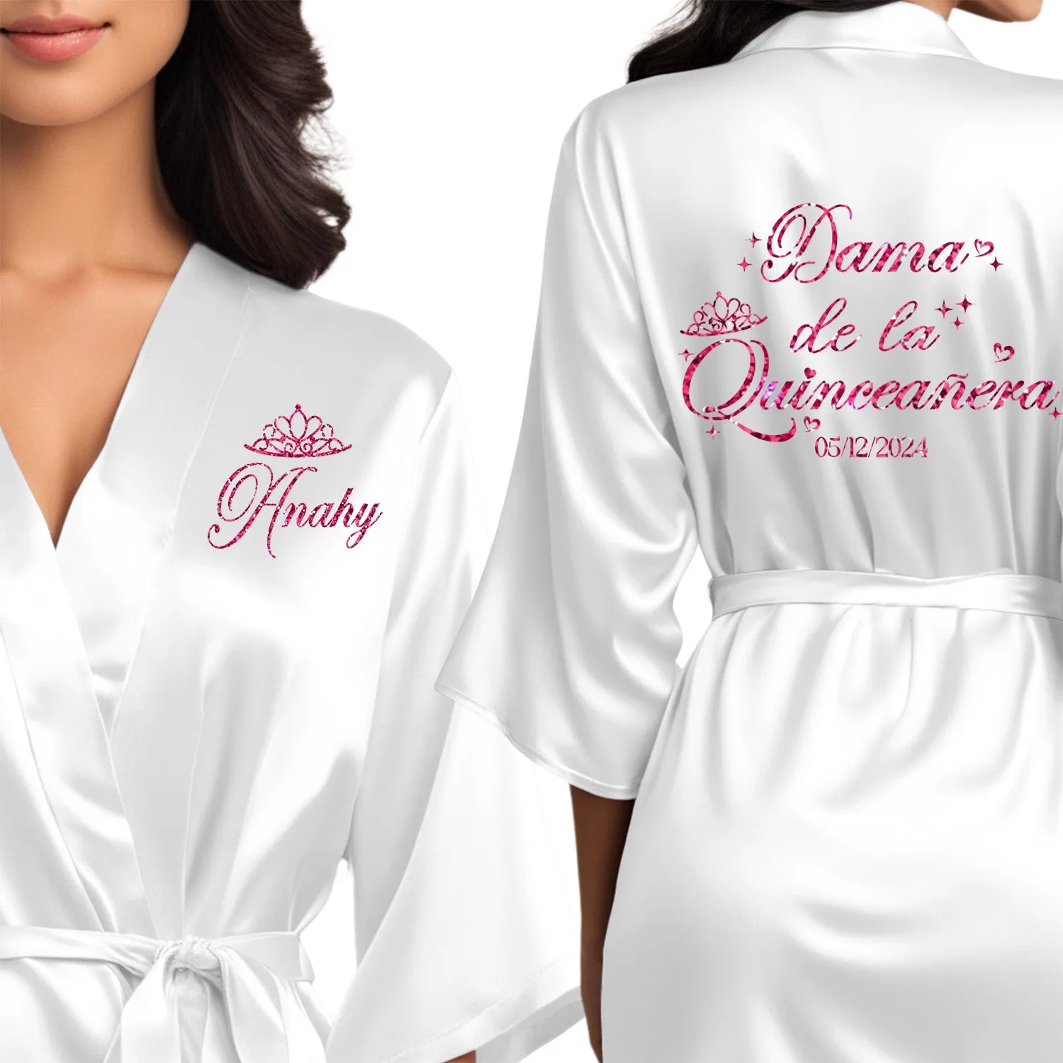 Personalized White Mis Quince Años Robes