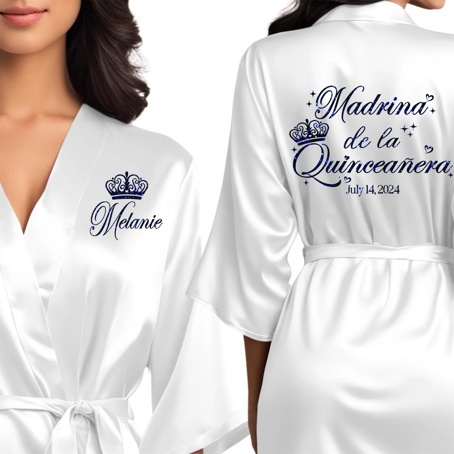 Personalized White Mis Quince Años Robes