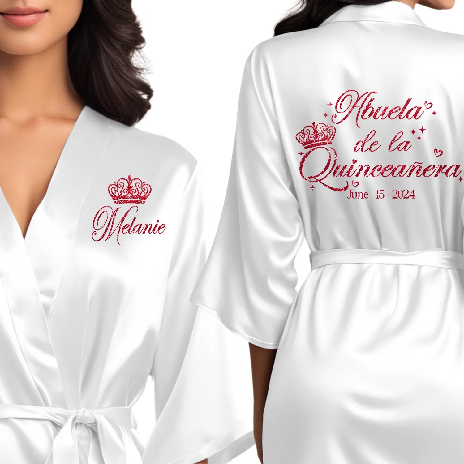 Personalized White Mis Quince Años Robes