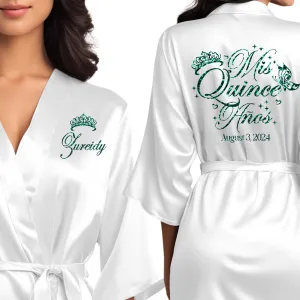 Personalized White Mis Quince Años Robes