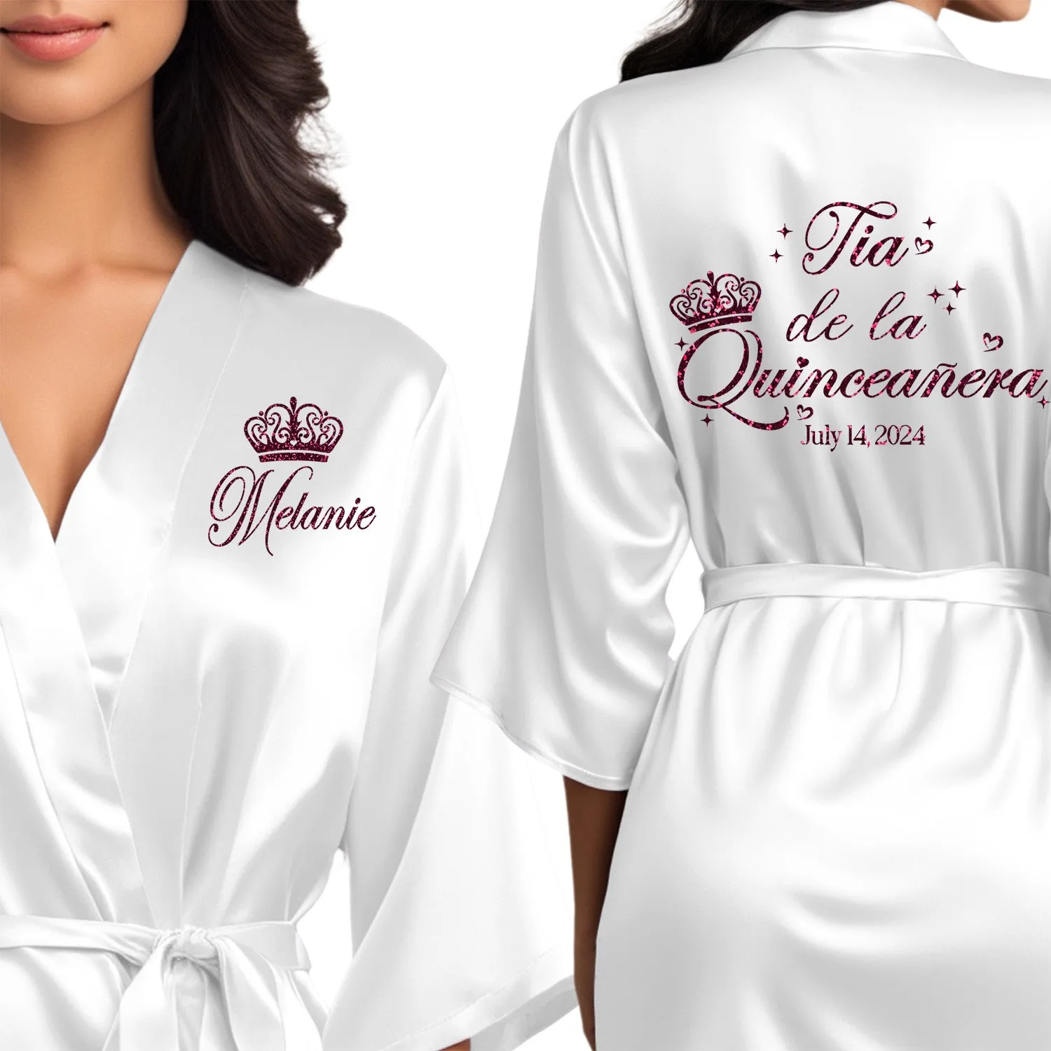 Personalized White Mis Quince Años Robes