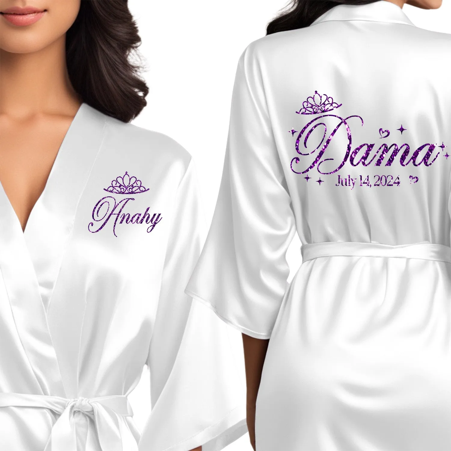 Personalized White Mis Quince Años Robes