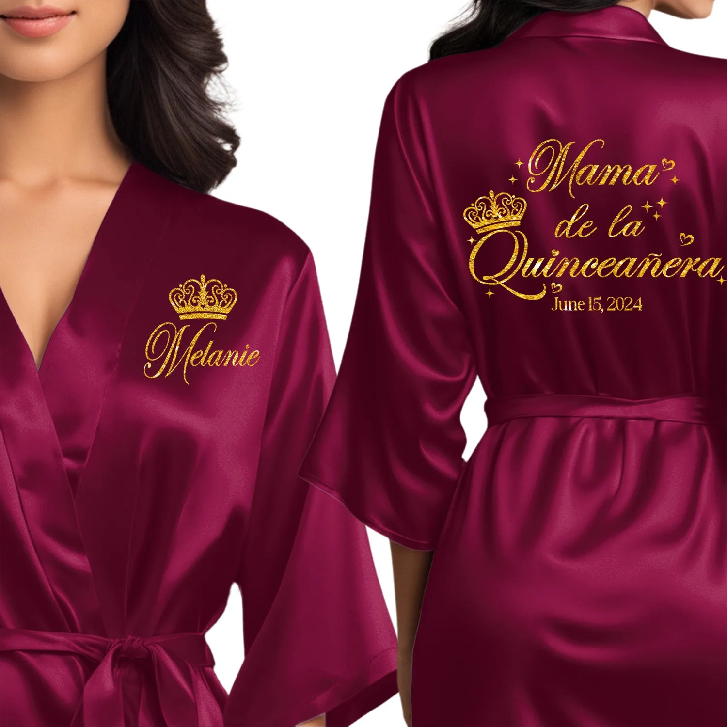 Personalized Wine/Burgundy Mis Quince Años Robes