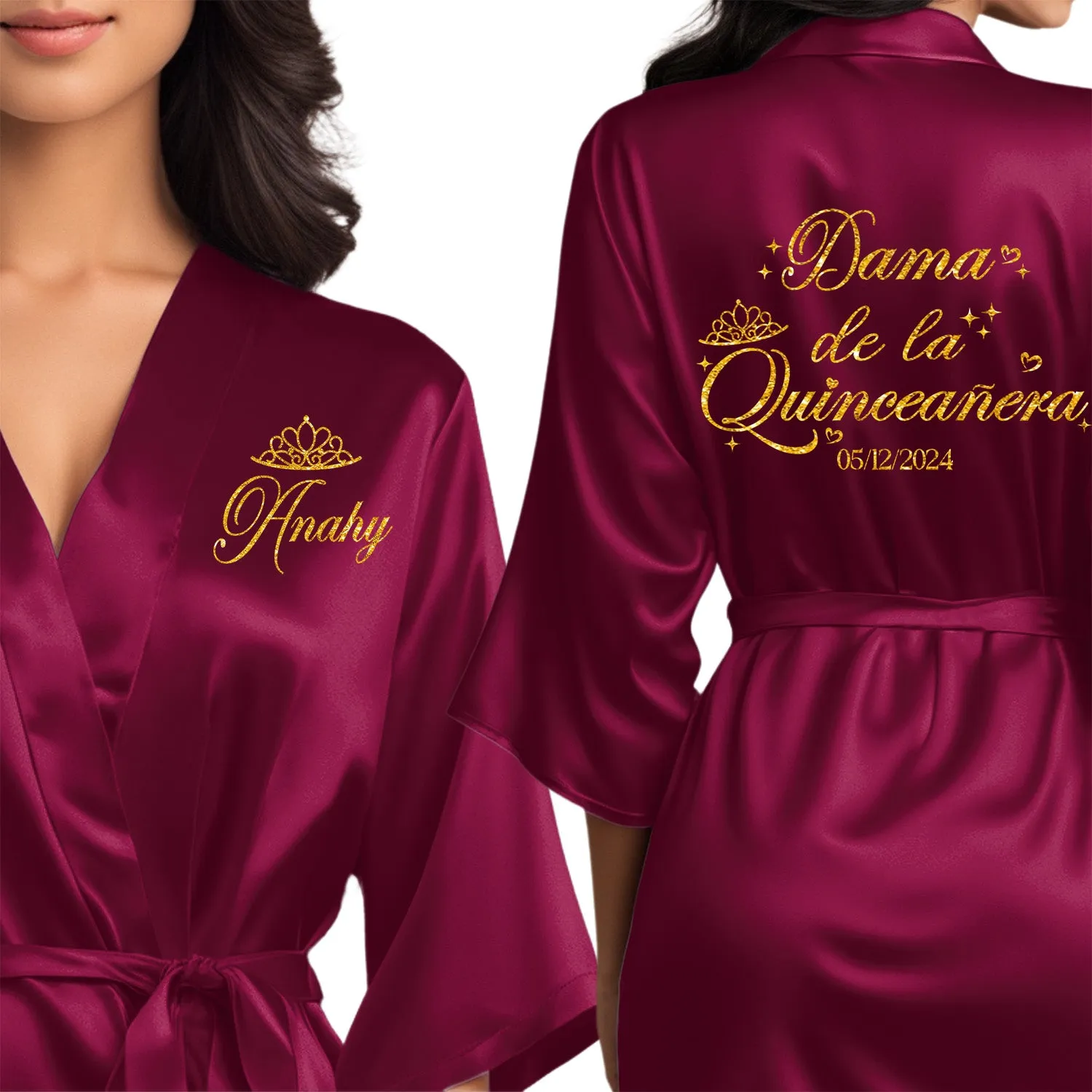 Personalized Wine/Burgundy Mis Quince Años Robes