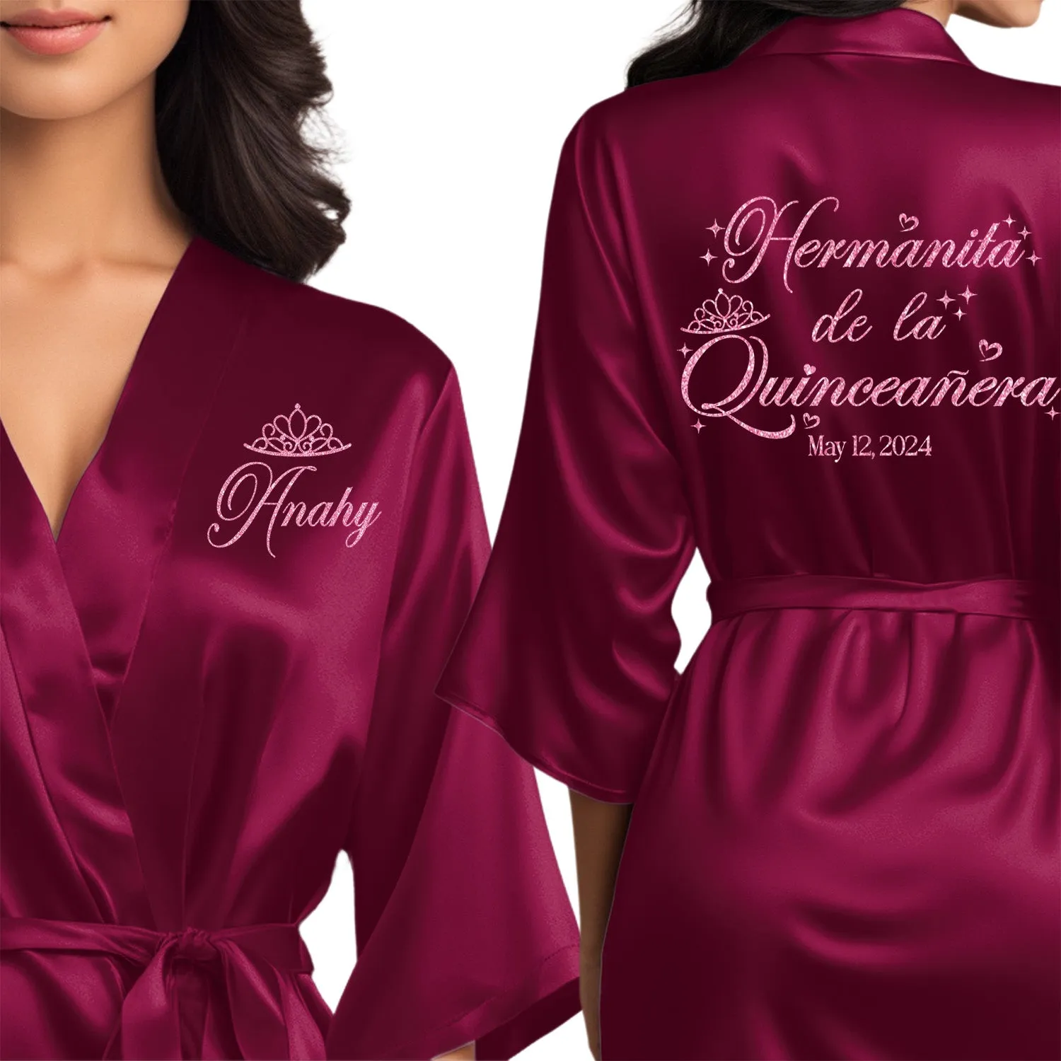 Personalized Wine/Burgundy Mis Quince Años Robes