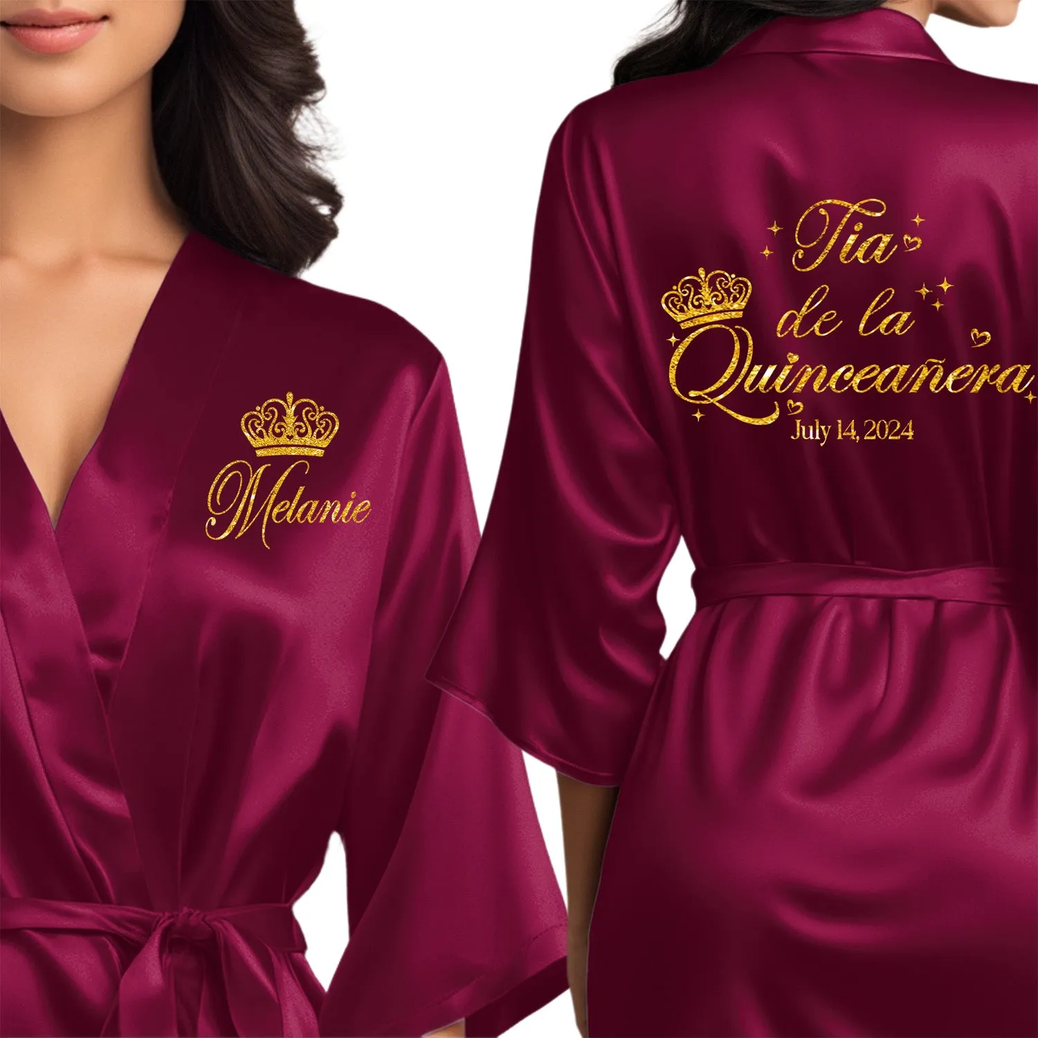 Personalized Wine/Burgundy Mis Quince Años Robes