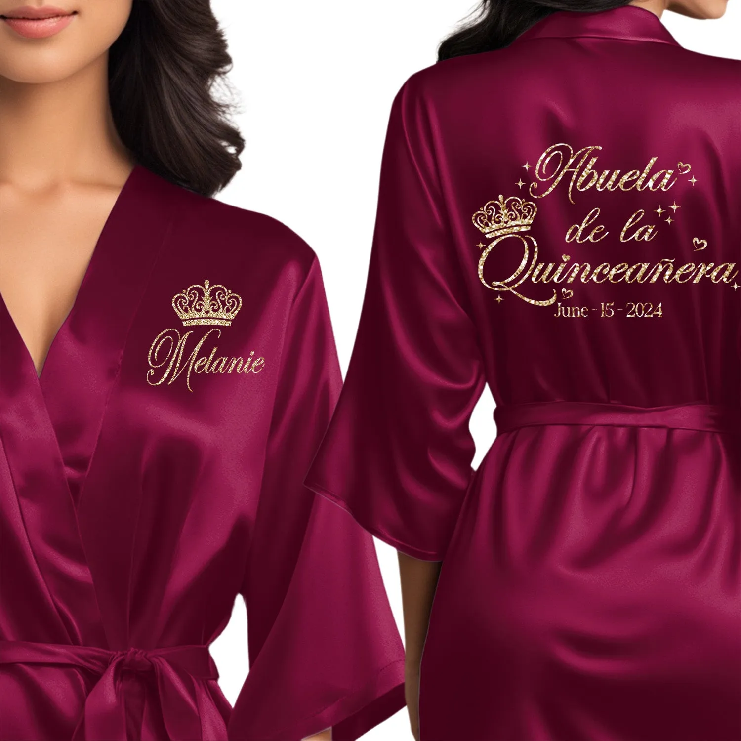 Personalized Wine/Burgundy Mis Quince Años Robes