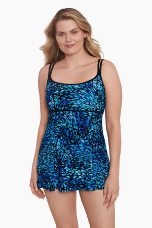 Petals Apart Long Torso Empire Princess Seam Swim Dress
