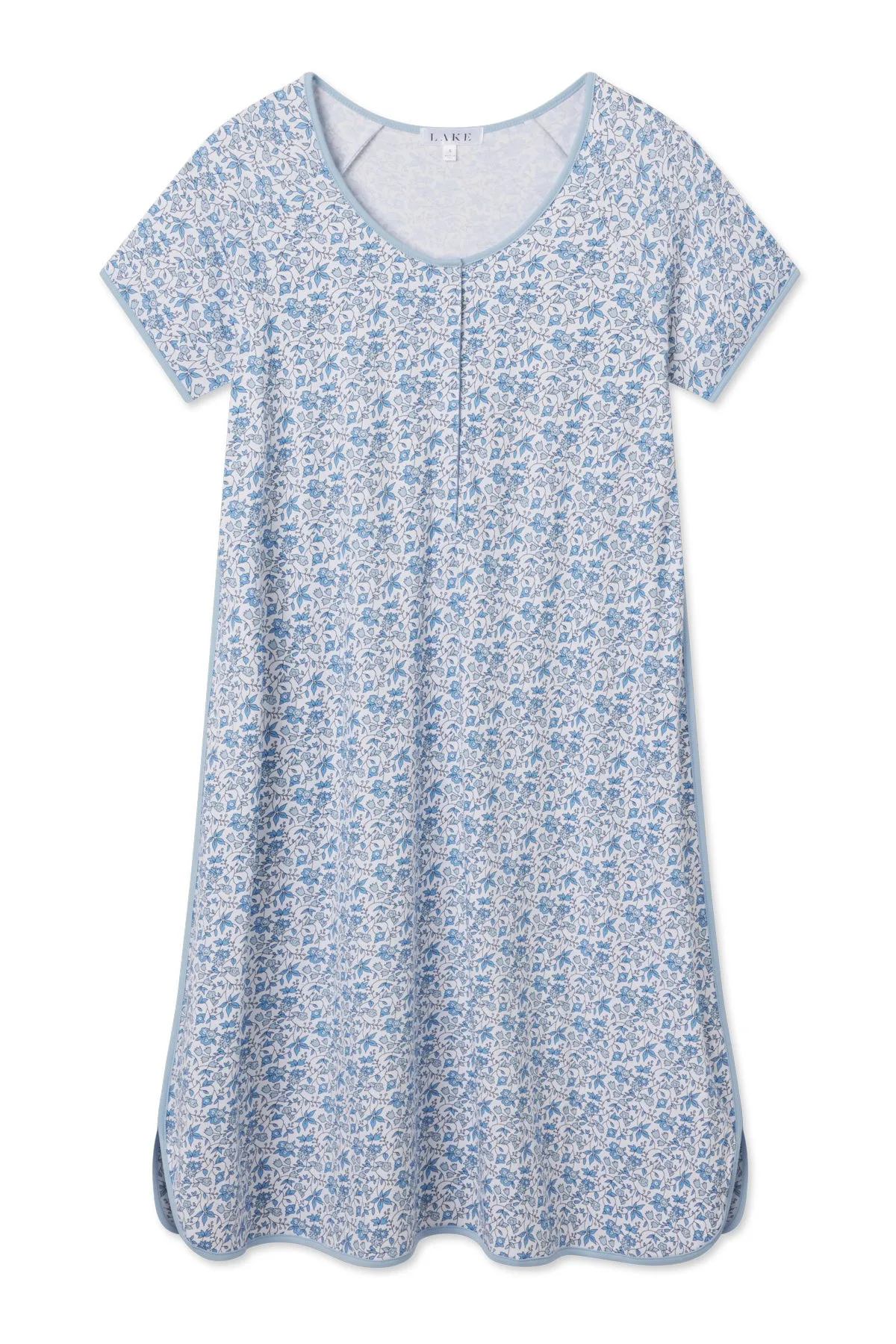 Pima Maternity Nightgown in Delft Blue Garden Floral