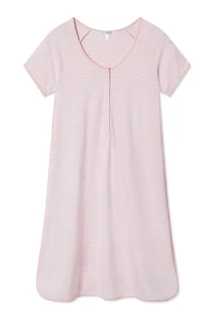 Pima Maternity Nightgown in English Rose Stripe