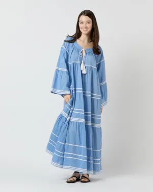Pina Colada Long Sleeve Dress in Sky Blue