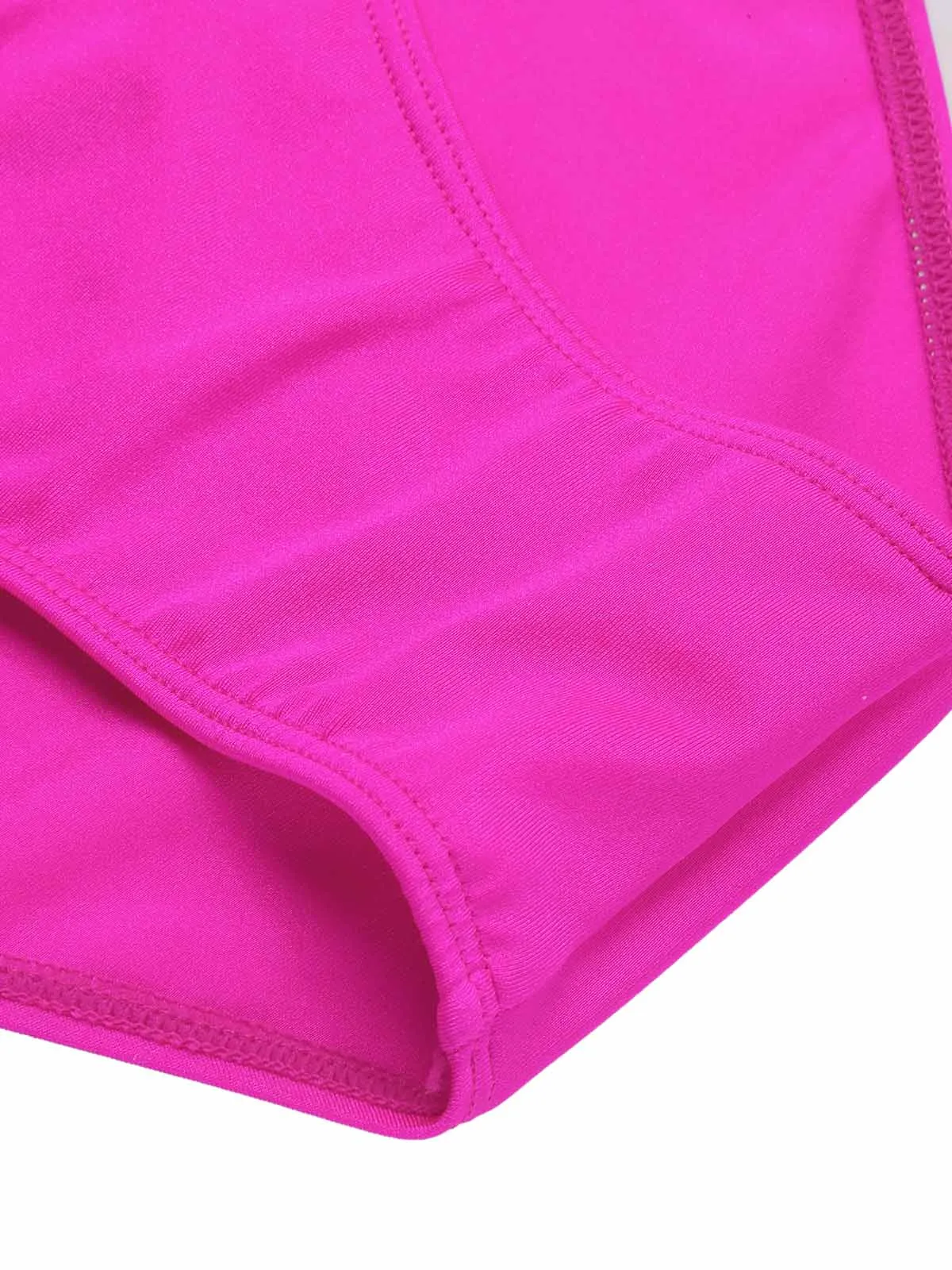 Pink 1960s Solid Spaghetti Strap Swimsuit
