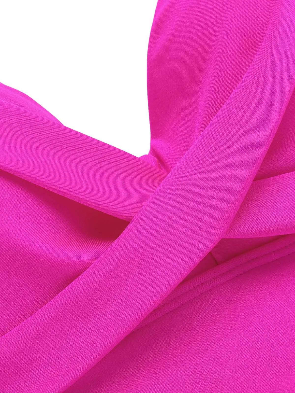 Pink 1960s Solid Spaghetti Strap Swimsuit