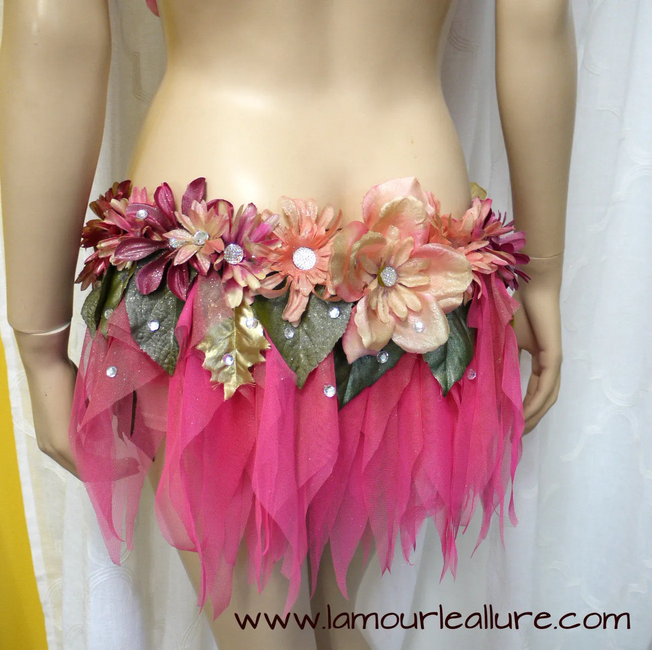 Pink and Green Spring Fairy with Pink Skirt Monokini Costume