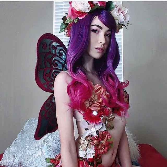 Pink and Green Spring Fairy with Pink Skirt Monokini Costume
