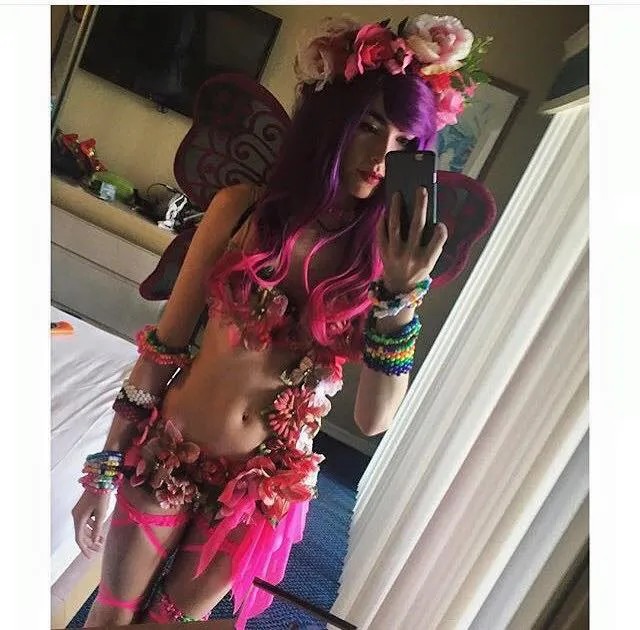 Pink and Green Spring Fairy with Pink Skirt Monokini Costume