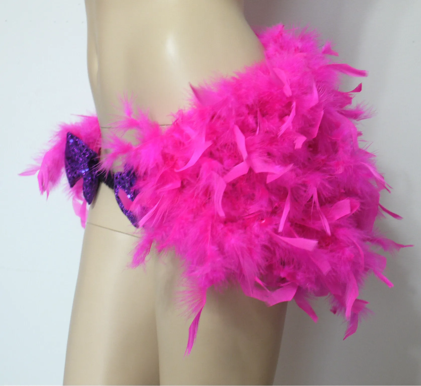 Pink Cheshire Cat Inspired Feather Bustle Skirt Rave Cosplay Costume Garter