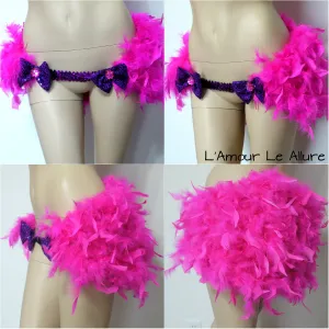 Pink Cheshire Cat Inspired Feather Bustle Skirt Rave Cosplay Costume Garter