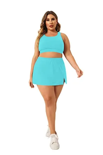 Plus Size Bathing Suit Bottom With High Waisted Swim Skirt-Blue Green