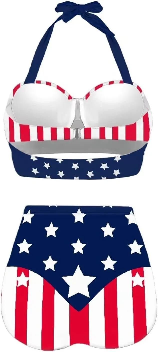 Plus Size Bathing Suit for Women Tummy Control High Waisted Bikini Sets for Women Size S-2XL
