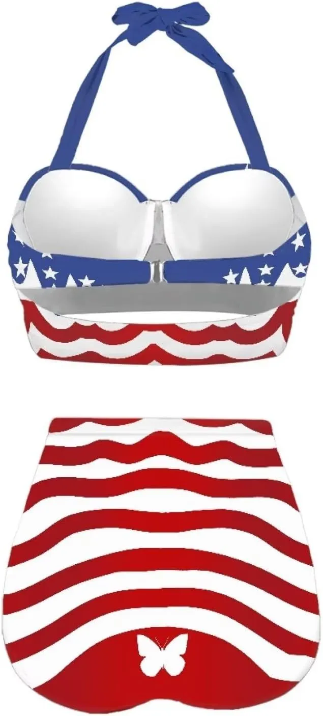 Plus Size Bathing Suit for Women Tummy Control High Waisted Bikini Sets for Women Size S-2XL