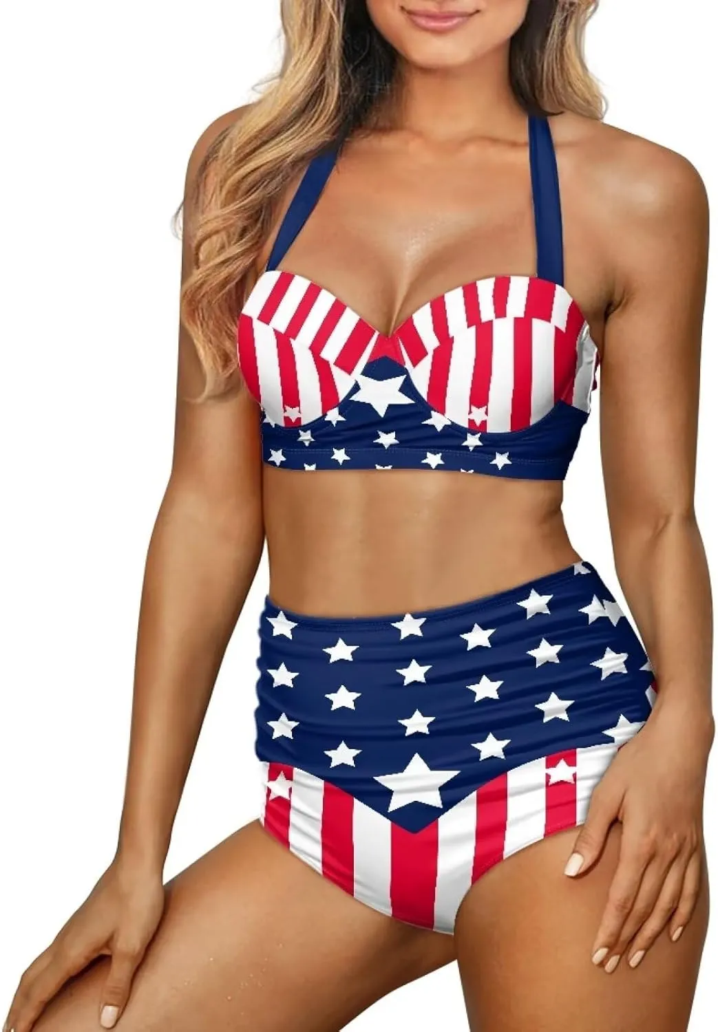 Plus Size Bathing Suit for Women Tummy Control High Waisted Bikini Sets for Women Size S-2XL