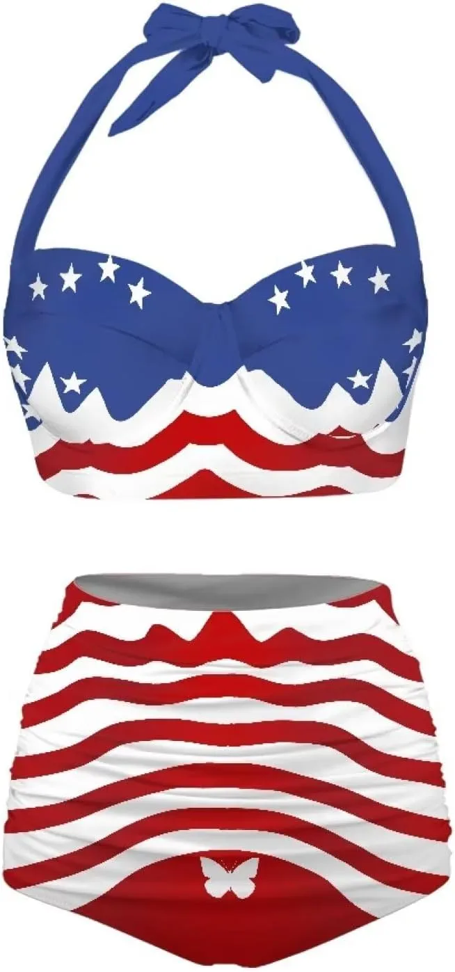 Plus Size Bathing Suit for Women Tummy Control High Waisted Bikini Sets for Women Size S-2XL