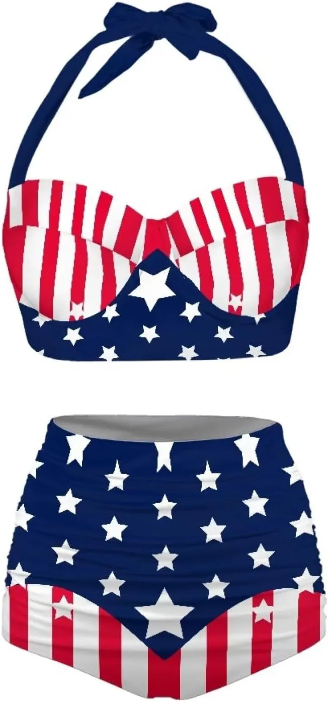 Plus Size Bathing Suit for Women Tummy Control High Waisted Bikini Sets for Women Size S-2XL