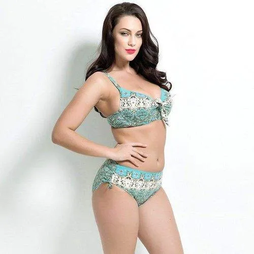 Plus Size Halter Pattern Bikini Set