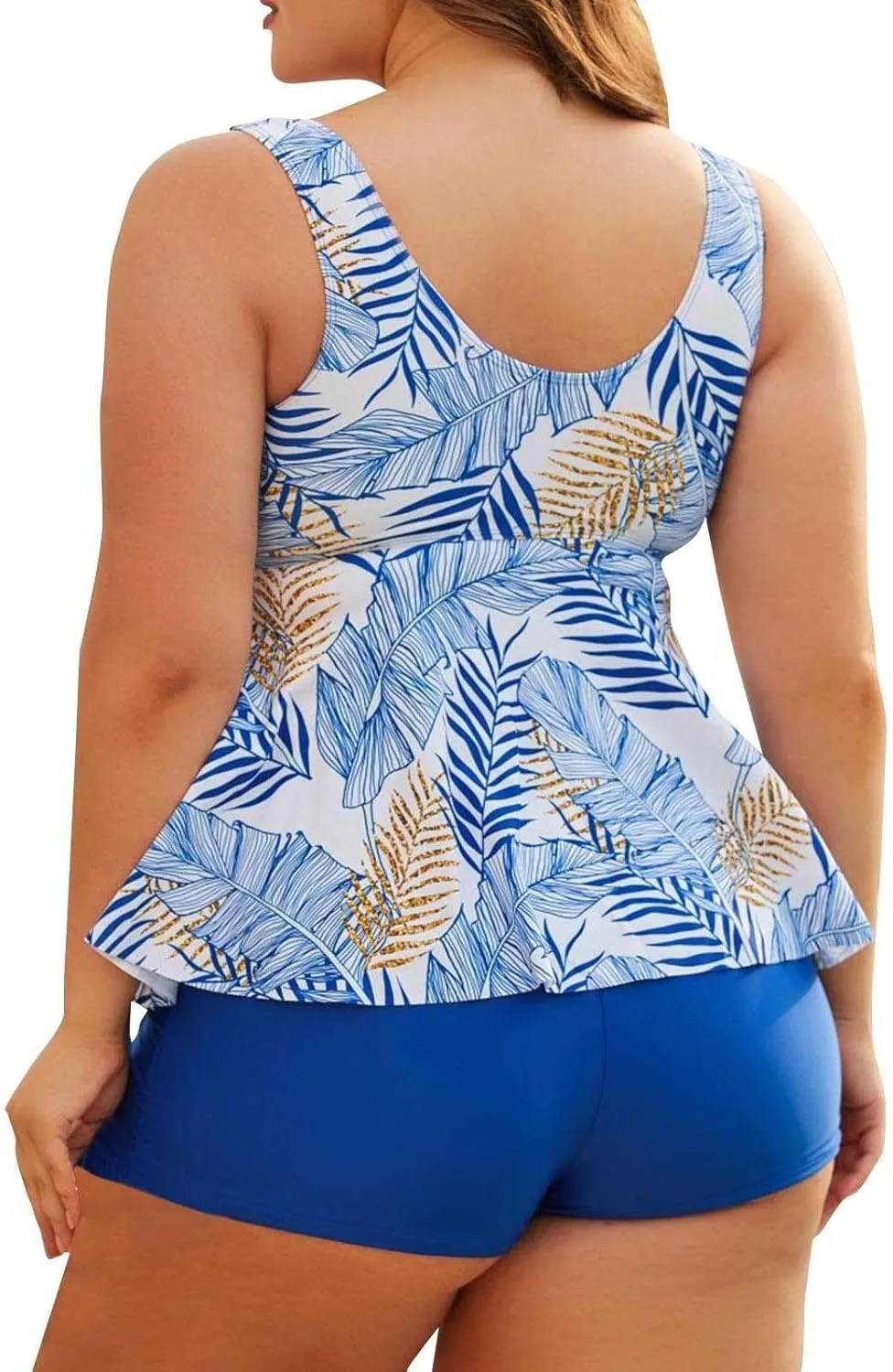 Plus Size Swimsuit for Women 2025 Summer Beach Swimwear Flowy Tankini Swimsuit with Shorts Ladies Modest Bathing Suit