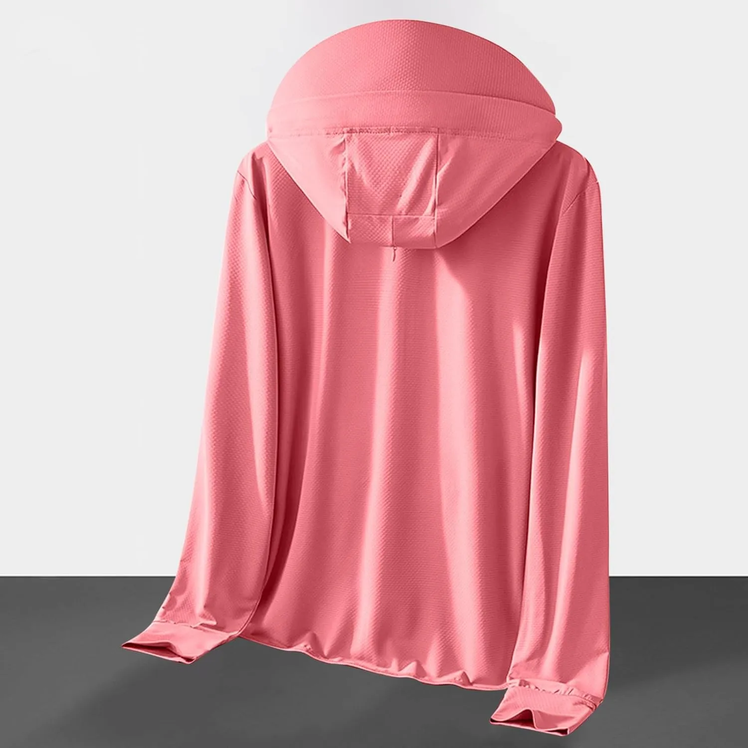 Plus Size Womens Full Zip Sun Protection Jacket with Pocket Face Mask Hoodie Brim Thumb Hole Outdoor Hiking Cycling