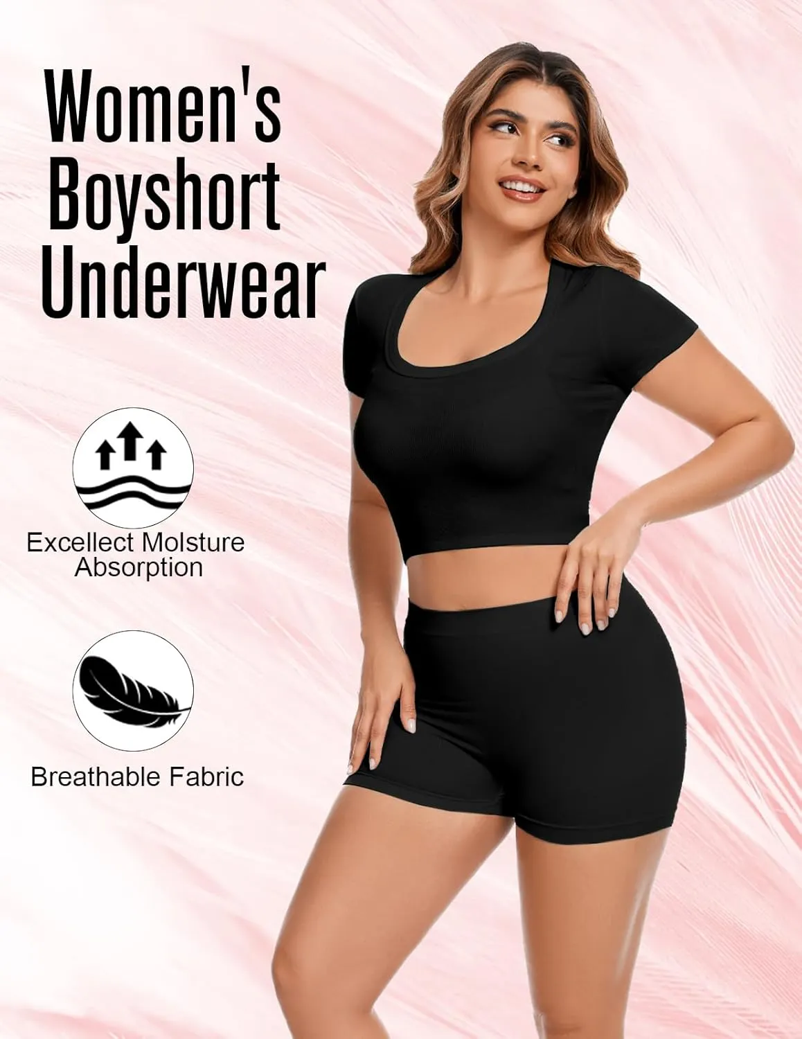 Plus Size XL-6XL BoyShorts Underwear for Women High Waisted Panties Stretch Boxer Boxer Briefs 4 Pack