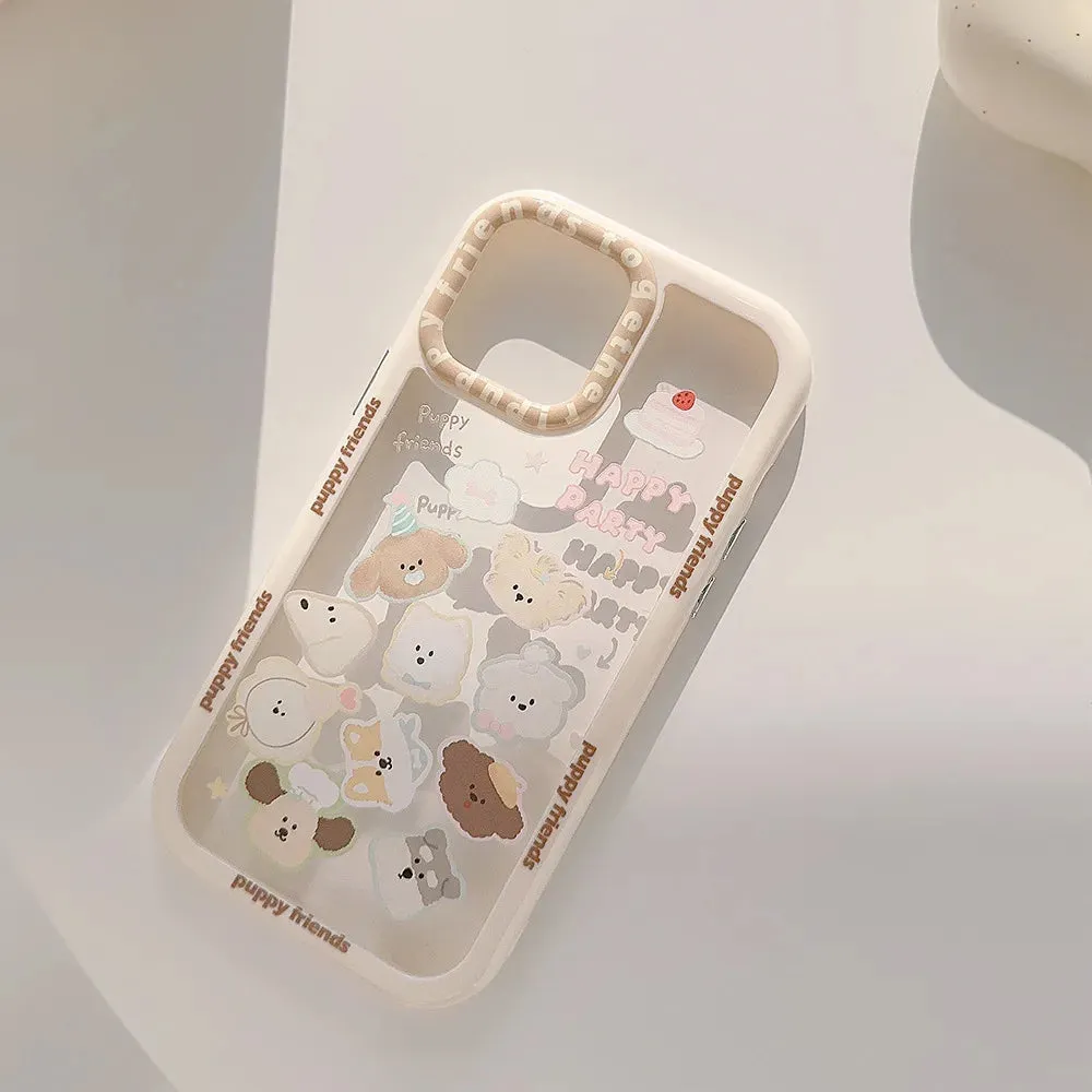 Popular Design cute Cartoon Dog Transparent phone case For iPhone 15 Pro Max 14 13 12 11 XS sweet With chain Shockproof Cover