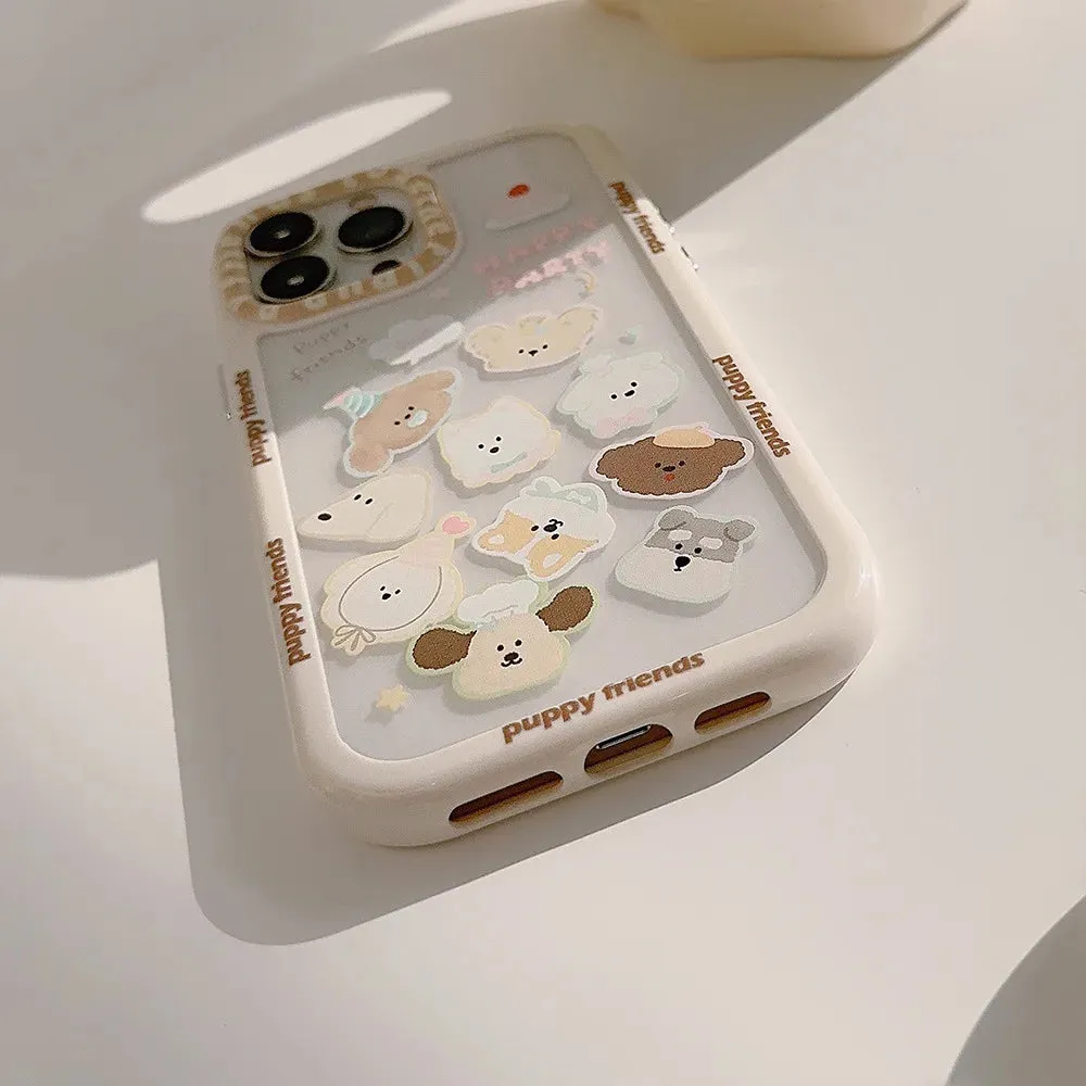Popular Design cute Cartoon Dog Transparent phone case For iPhone 15 Pro Max 14 13 12 11 XS sweet With chain Shockproof Cover