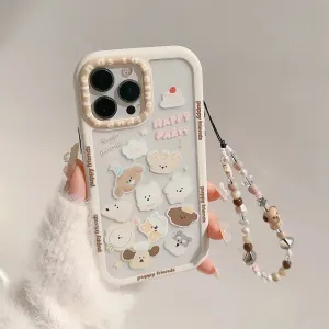 Popular Design cute Cartoon Dog Transparent phone case For iPhone 15 Pro Max 14 13 12 11 XS sweet With chain Shockproof Cover