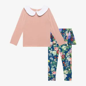 Posh Peanut Long Sleeve Peterpan Collar T-Shirt & Skirted Legging Set - Carmen
