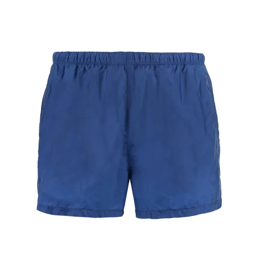 PRADA TRIANGLE LOGO SWIM SHORTS BLUE