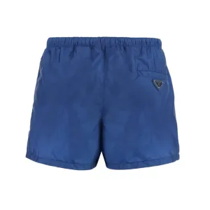 PRADA TRIANGLE LOGO SWIM SHORTS BLUE