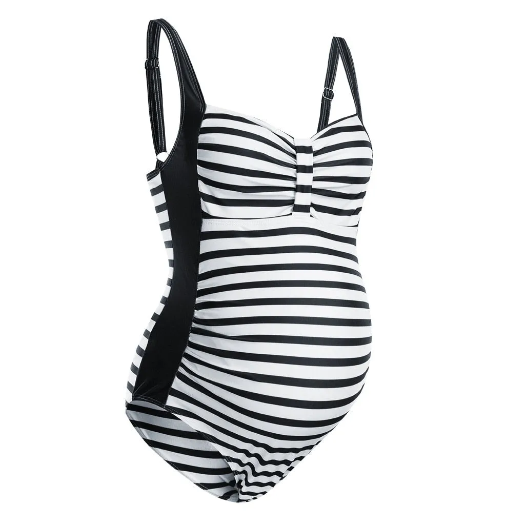 pregnancy swimsuit Stripe Print  Beachwear