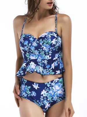 Printed High Waist Tankini Swimwear