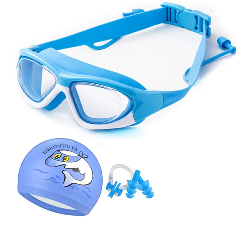 Professional Swimming Goggles kids swimming glasses with Earplugs Anti-Fog UV silicone Waterproof Swimming Eyewear for children