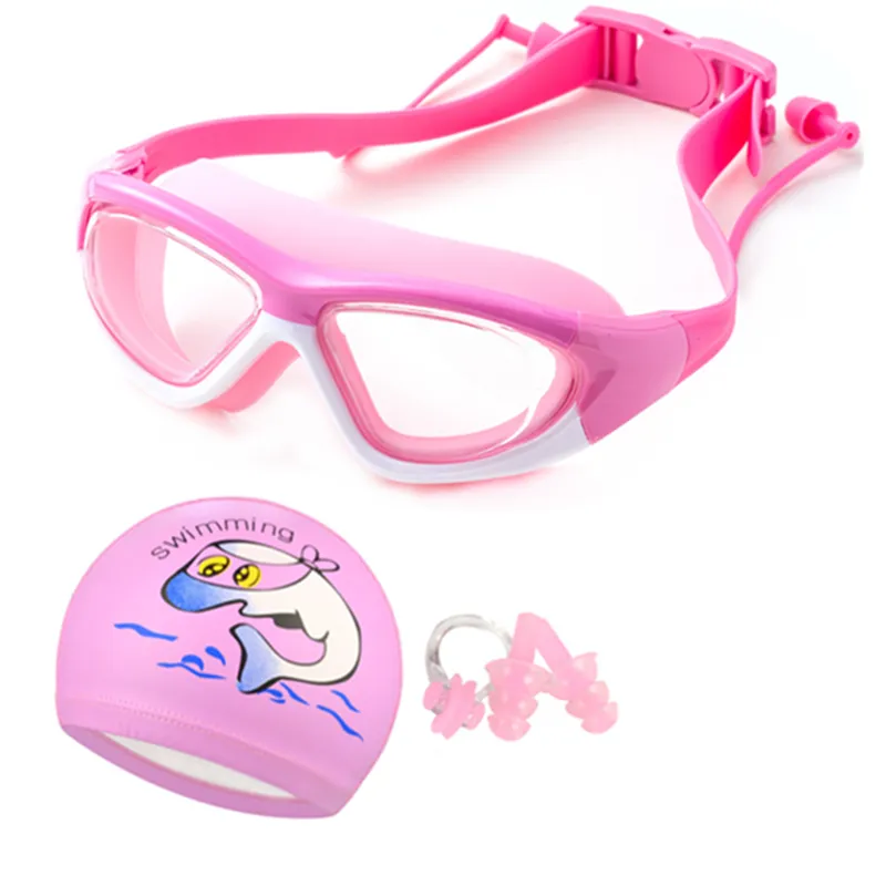 Professional Swimming Goggles kids swimming glasses with Earplugs Anti-Fog UV silicone Waterproof Swimming Eyewear for children