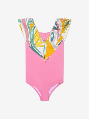 Pucci Girls Patterned V Neck Swimsuit