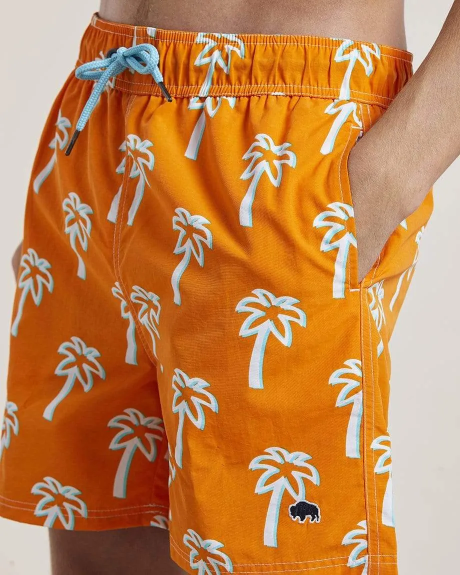 Pulco Palm Print Mens Swim Shorts Shorts | Orange