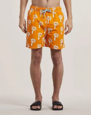 Pulco Palm Print Mens Swim Shorts Shorts | Orange