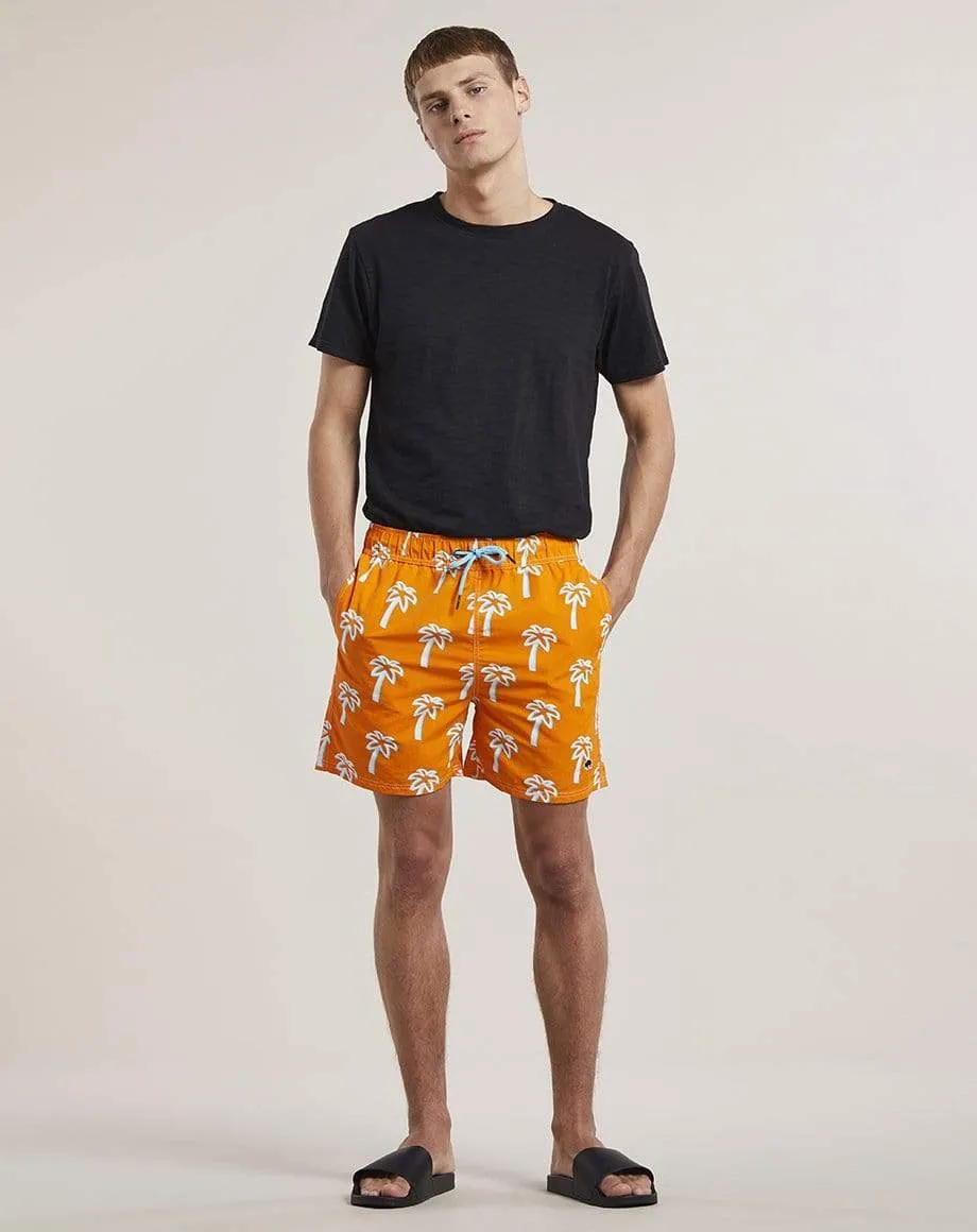 Pulco Palm Print Mens Swim Shorts Shorts | Orange