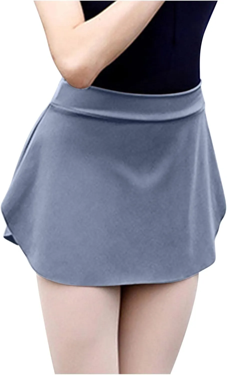 Pull On Ballet Skirt for Women Girls Solid Workout Skirts Elastic Mini Skirt for Dancing Casual Short Dance Skirts