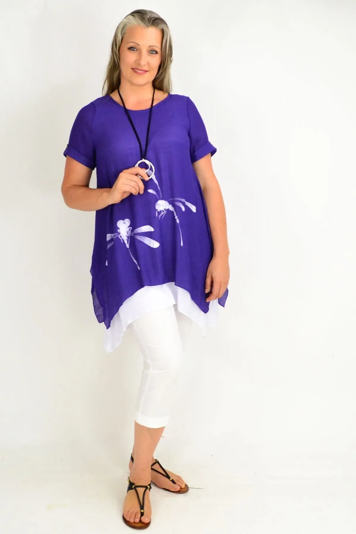 Purple Dragonfly Tunic Top
