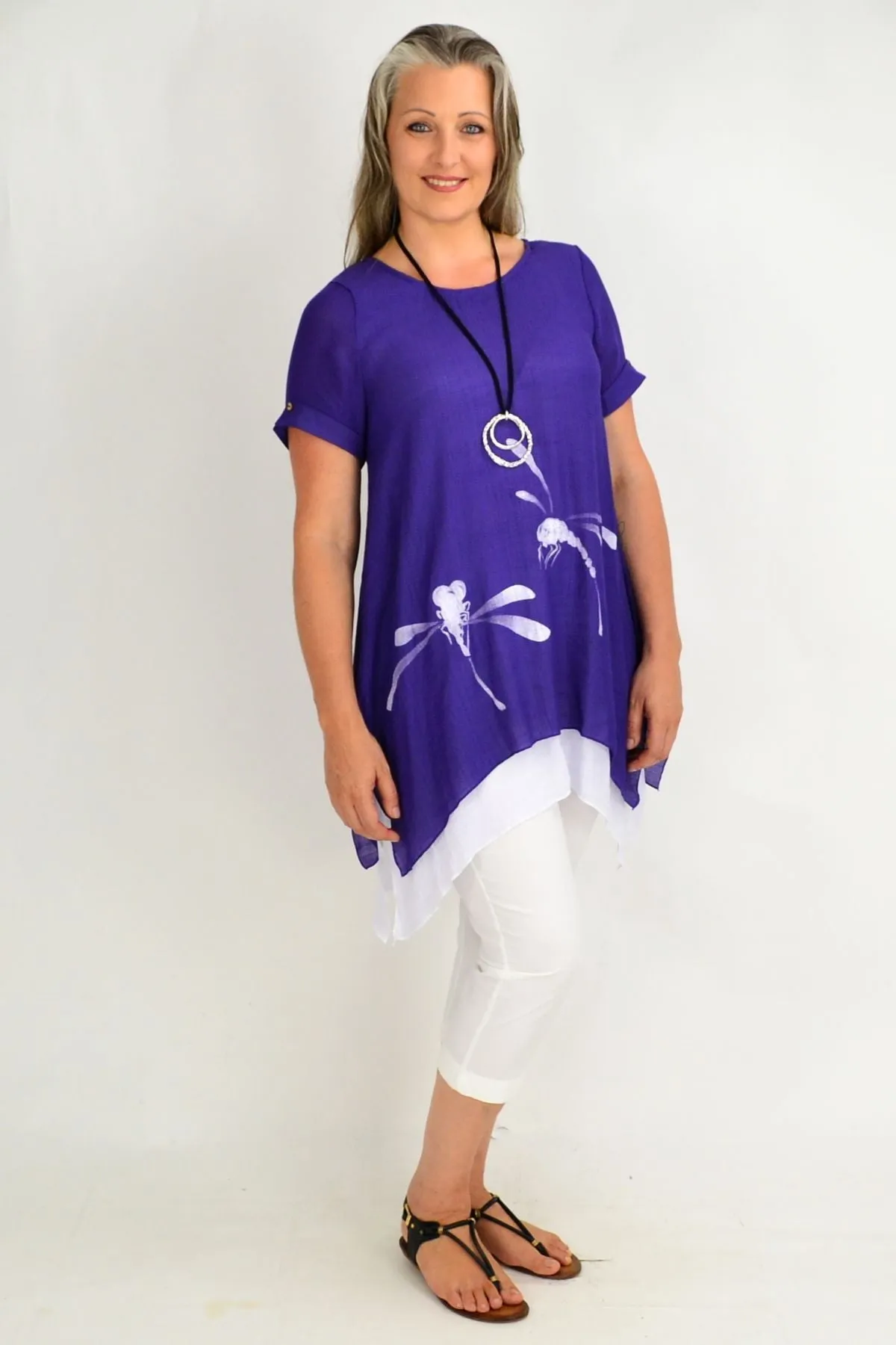 Purple Dragonfly Tunic Top