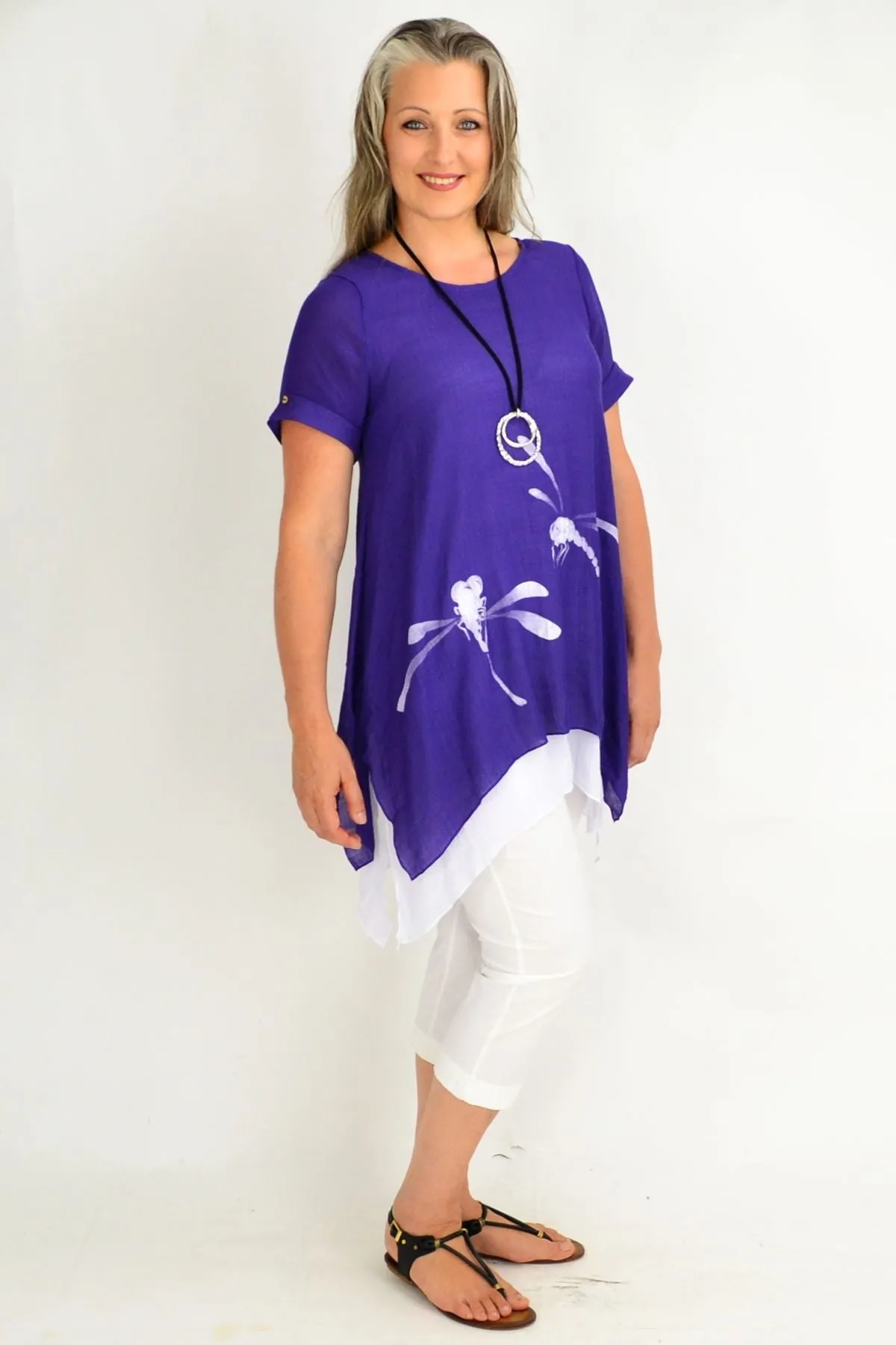 Purple Dragonfly Tunic Top